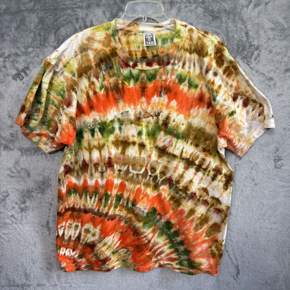 TAN Men’s 2XL Tie Dye Tshirt orange brown cotton short sleeve